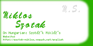 miklos szotak business card